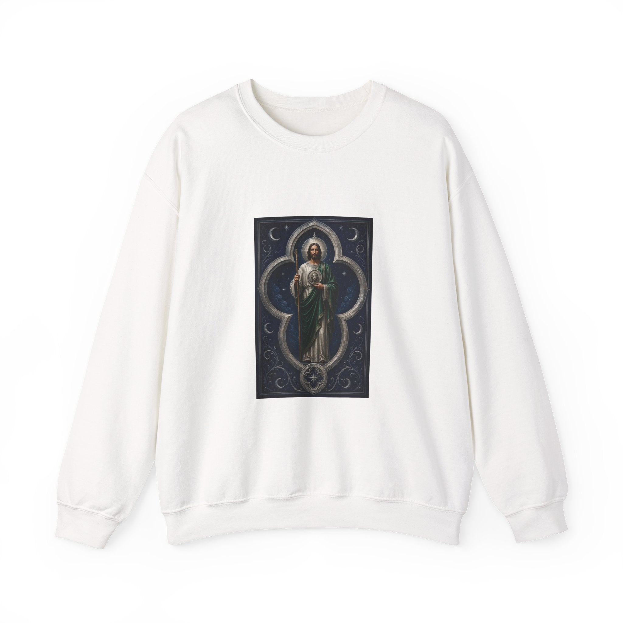 San Judas Tadeo Silver Moon Quatrefoil Crewneck Sweatshirt