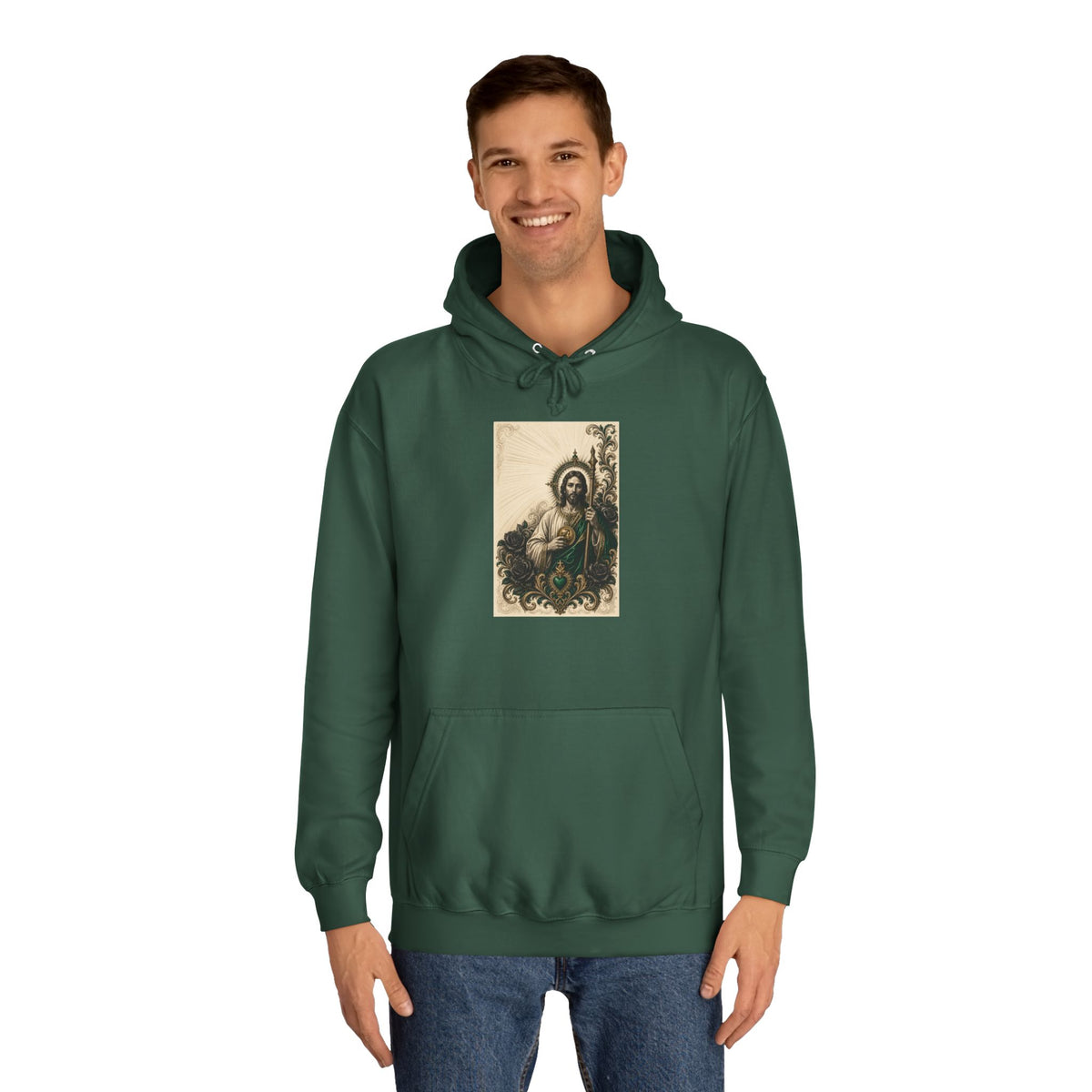 San Judas Tadeo Emerald & Gold Sacred Heart Unisex Hoodie