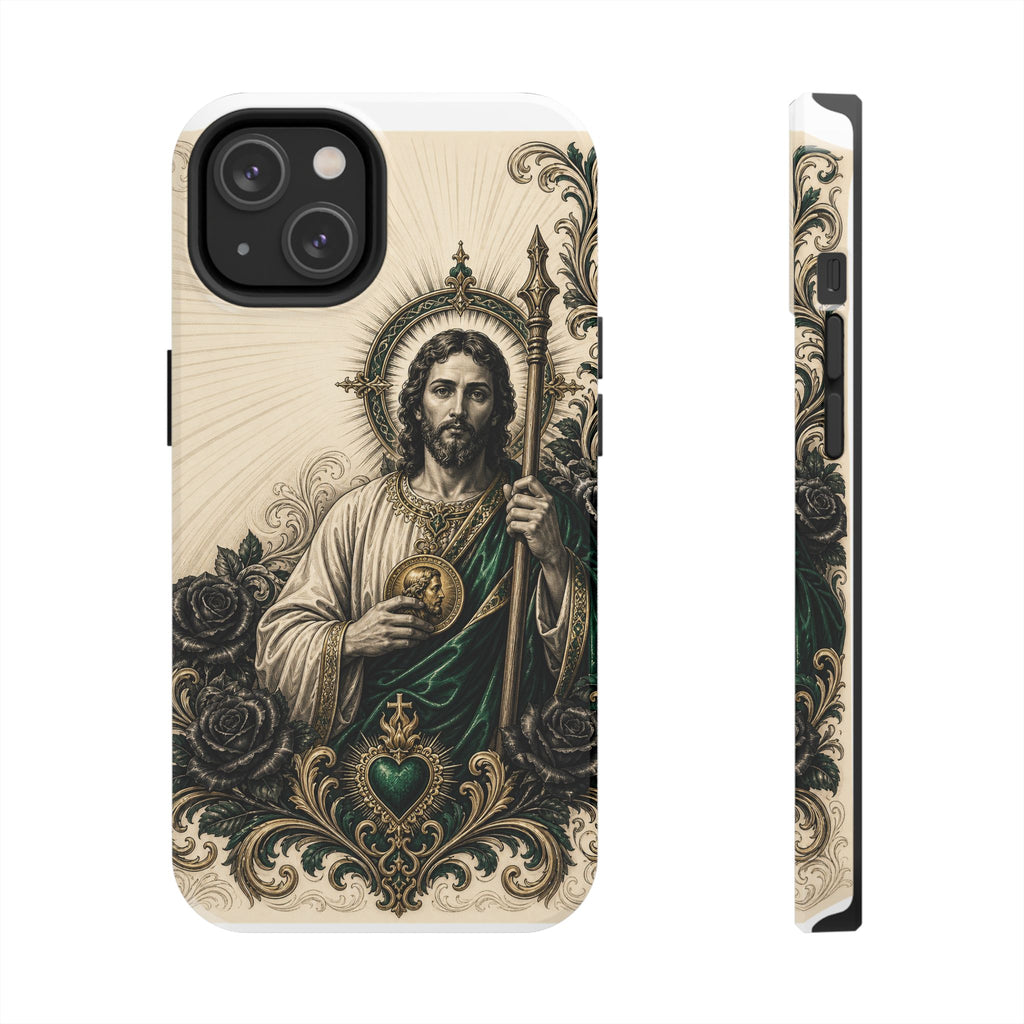 San Judas Tadeo Emerald & Gold Sacred Heart Tough Phone Case