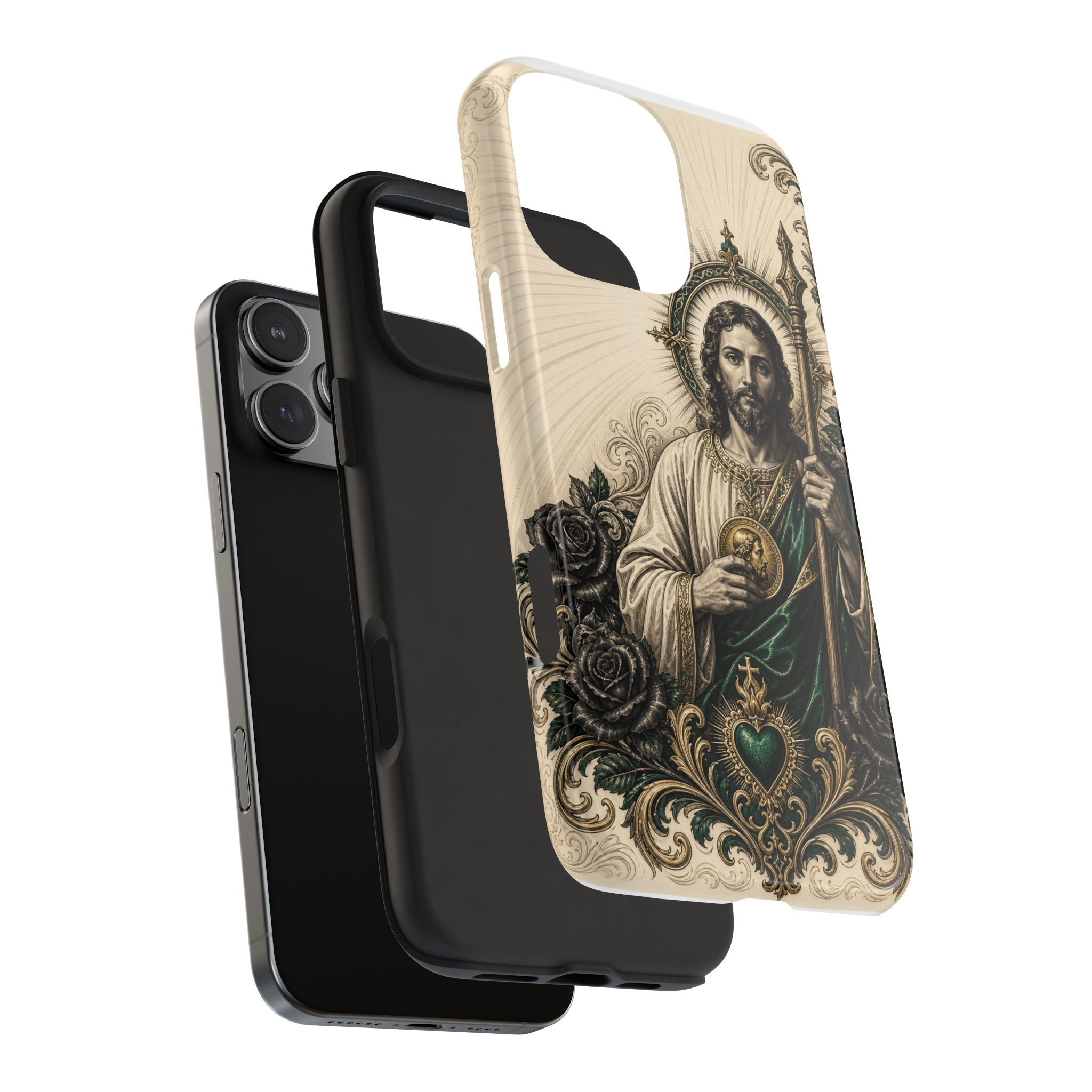San Judas Tadeo Emerald & Gold Sacred Heart Tough Phone Case