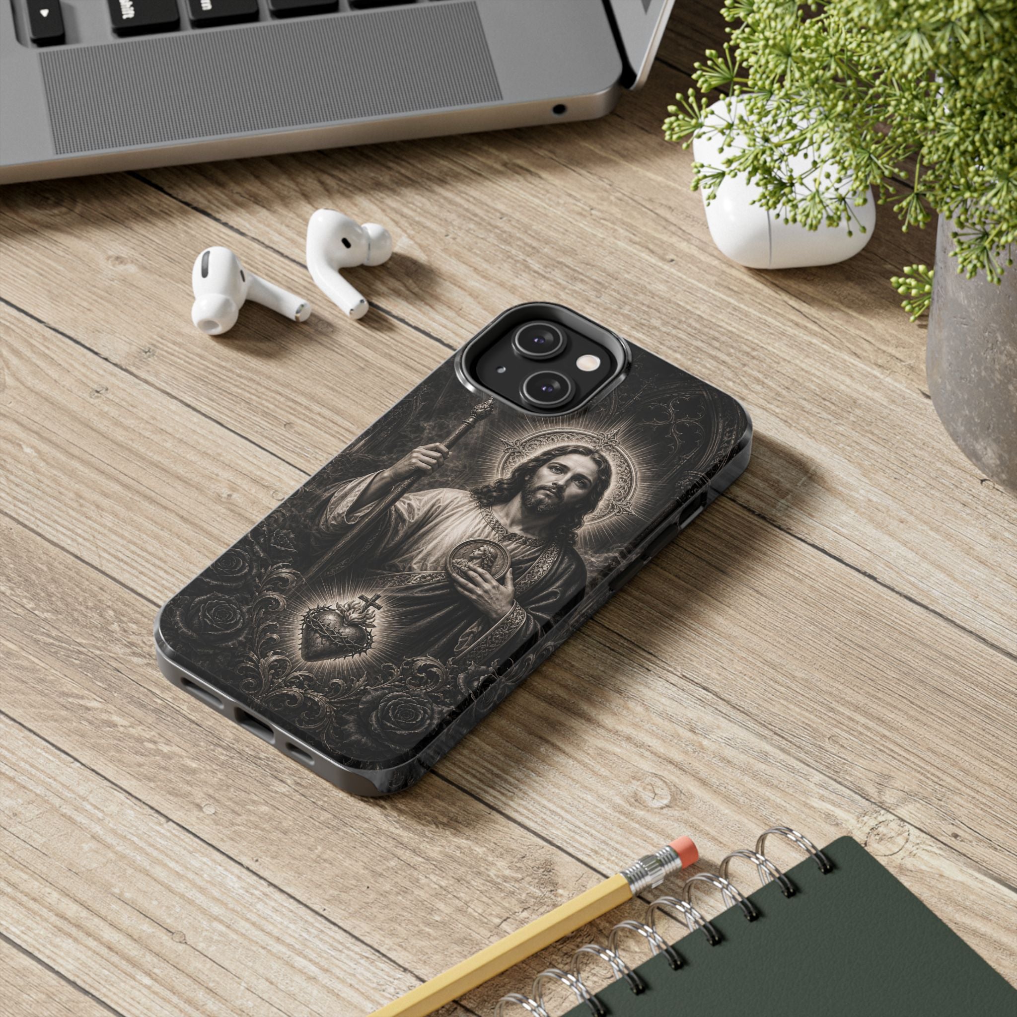 Copy of San Judas Tadeo Emerald & Gold Sacred Heart Tough Phone Case