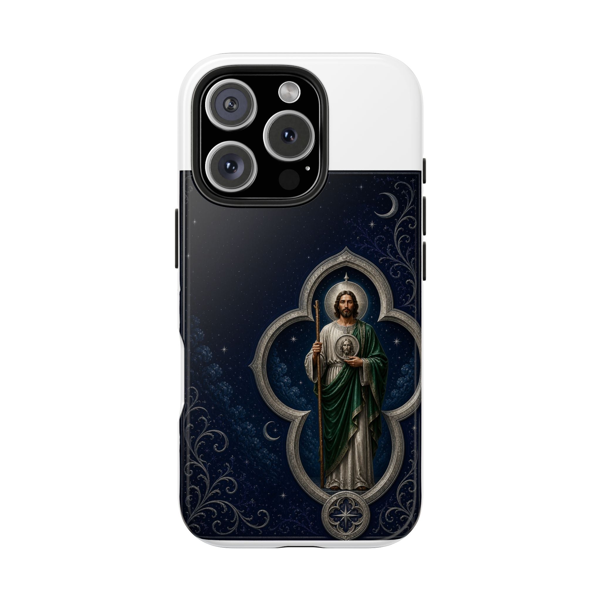 San Judas Tadeo Silver Moon Quatrefoil Tough Phone Case product preview, view 5