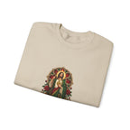 San Judas Tadeo Crimson Rose Window Crewneck Sweatshirt
