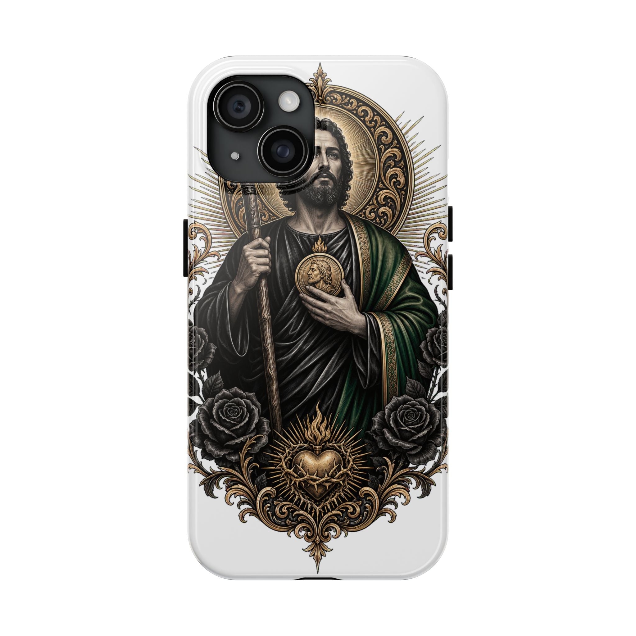 San Judas Tadeo Black & Gold Sacred Heart Tough Phone Case