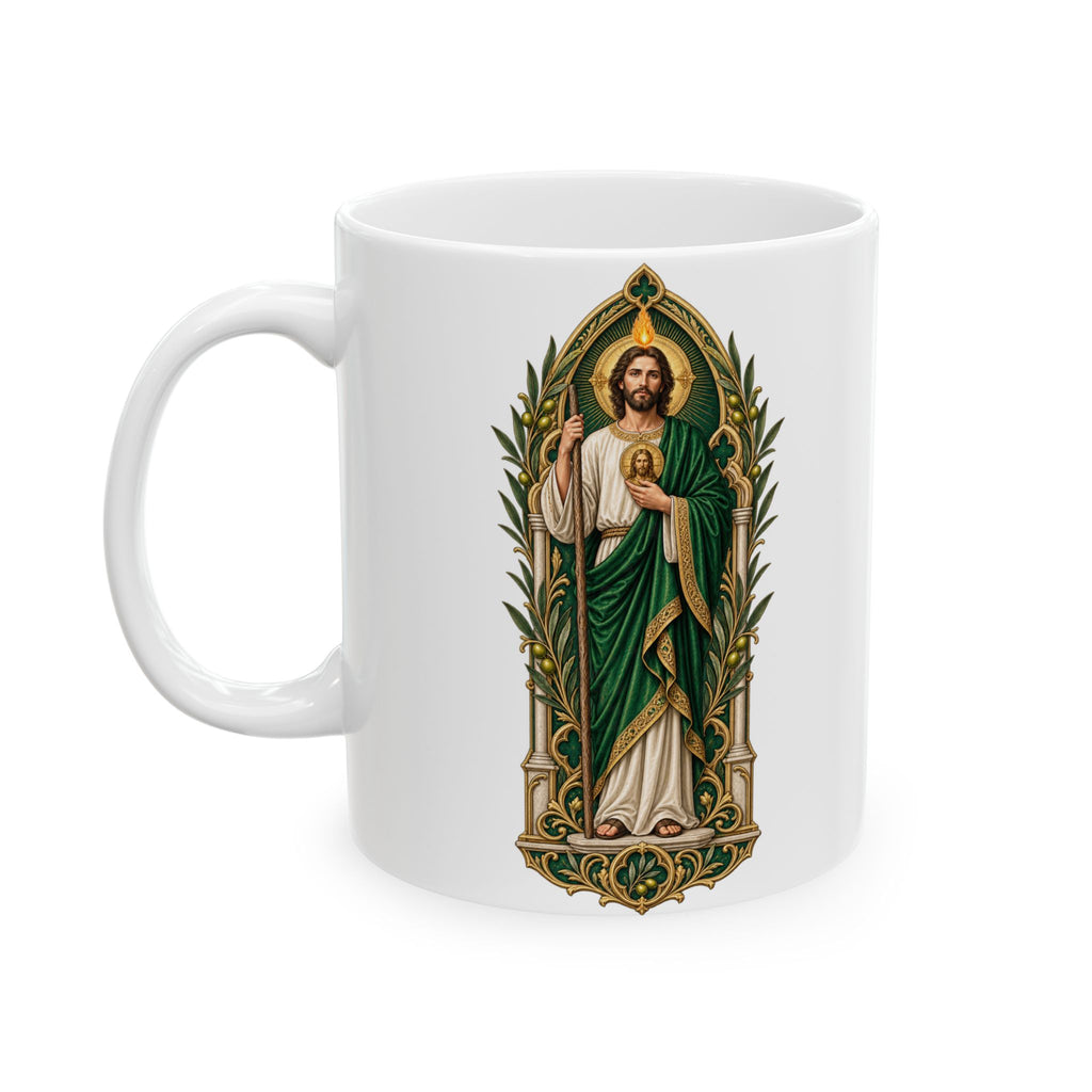 San Judas Tadeo Olive Reliquary Ceramic Mug product preview, view 3