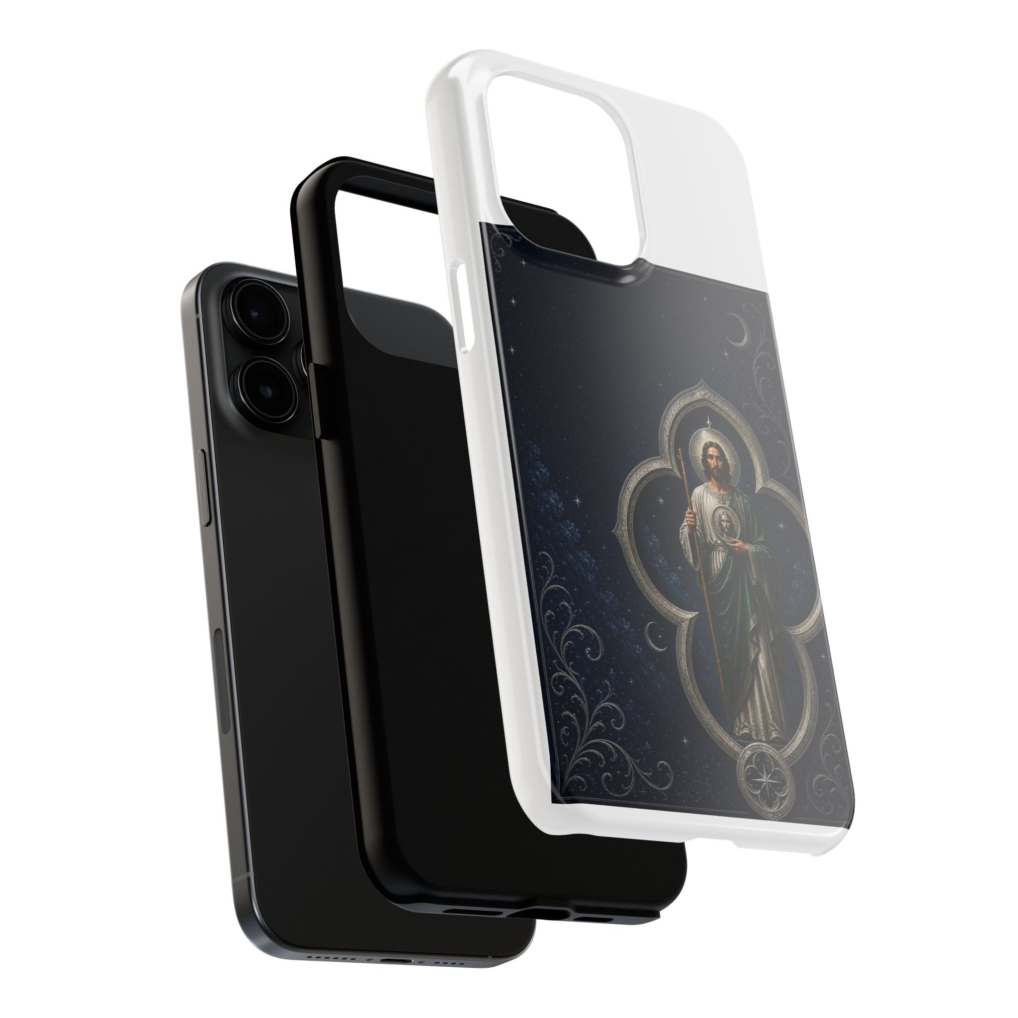 San Judas Tadeo Silver Moon Quatrefoil Tough Phone Case