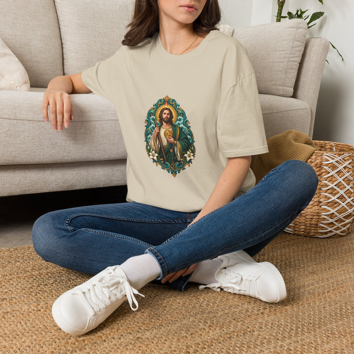 San Judas Teal Rosary Harbor T-Shirt product preview, view 12