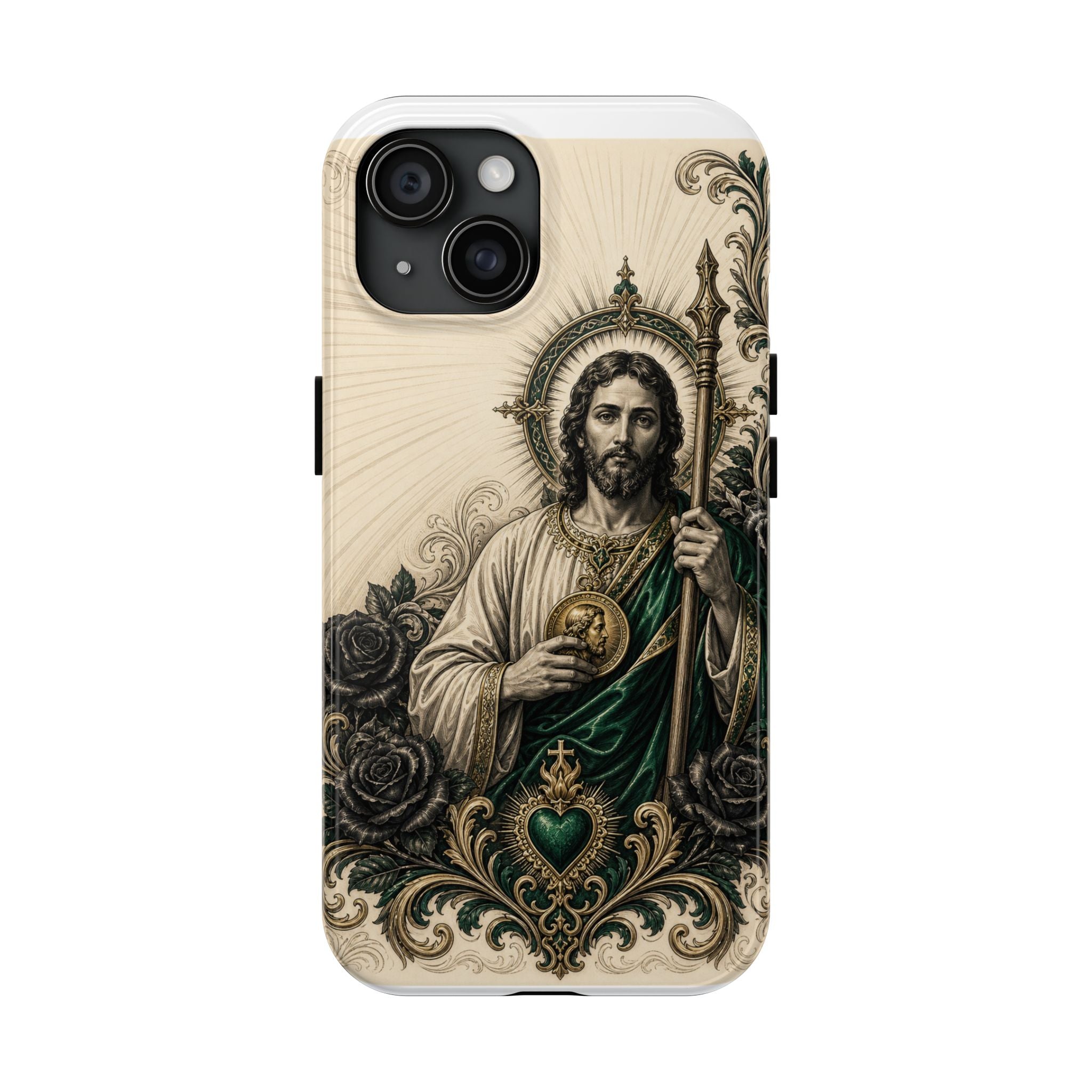 San Judas Tadeo Emerald & Gold Sacred Heart Tough Phone Case