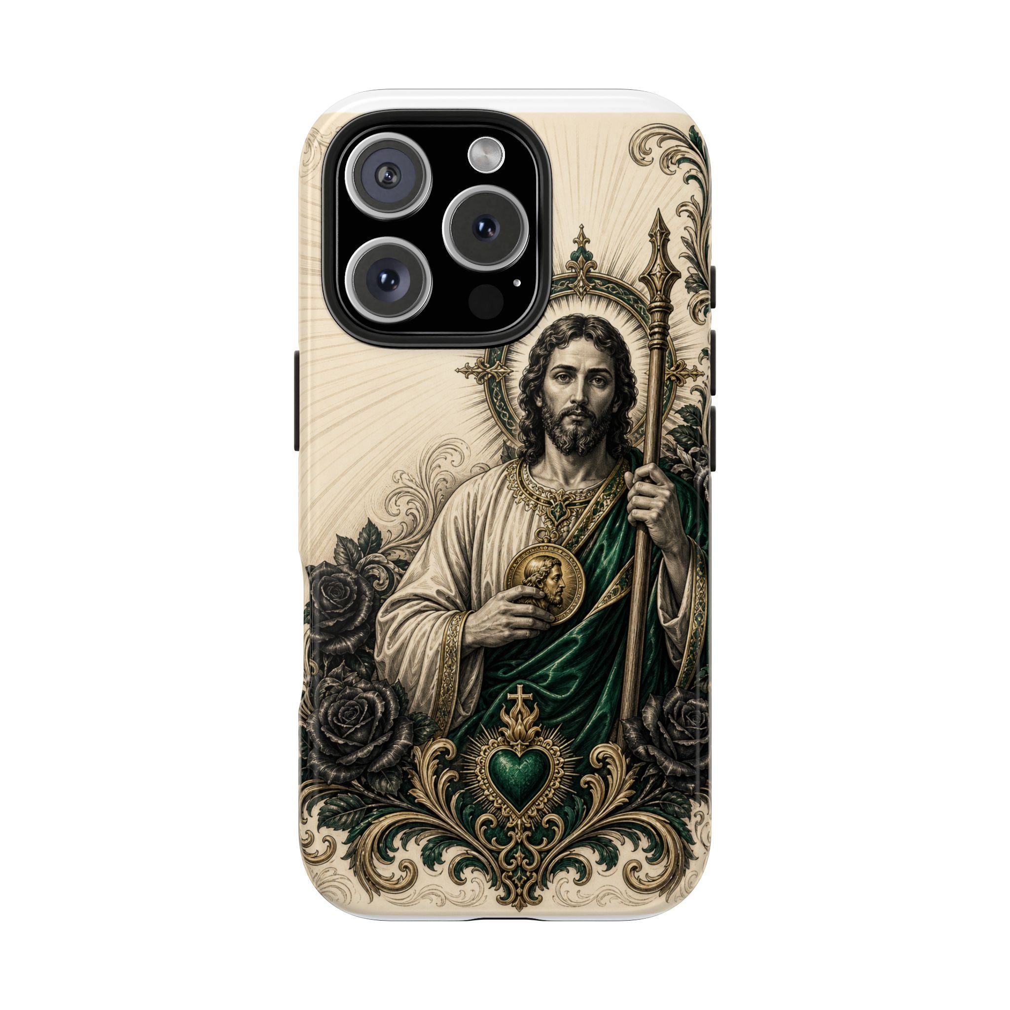 San Judas Tadeo Emerald & Gold Sacred Heart Tough Phone Case