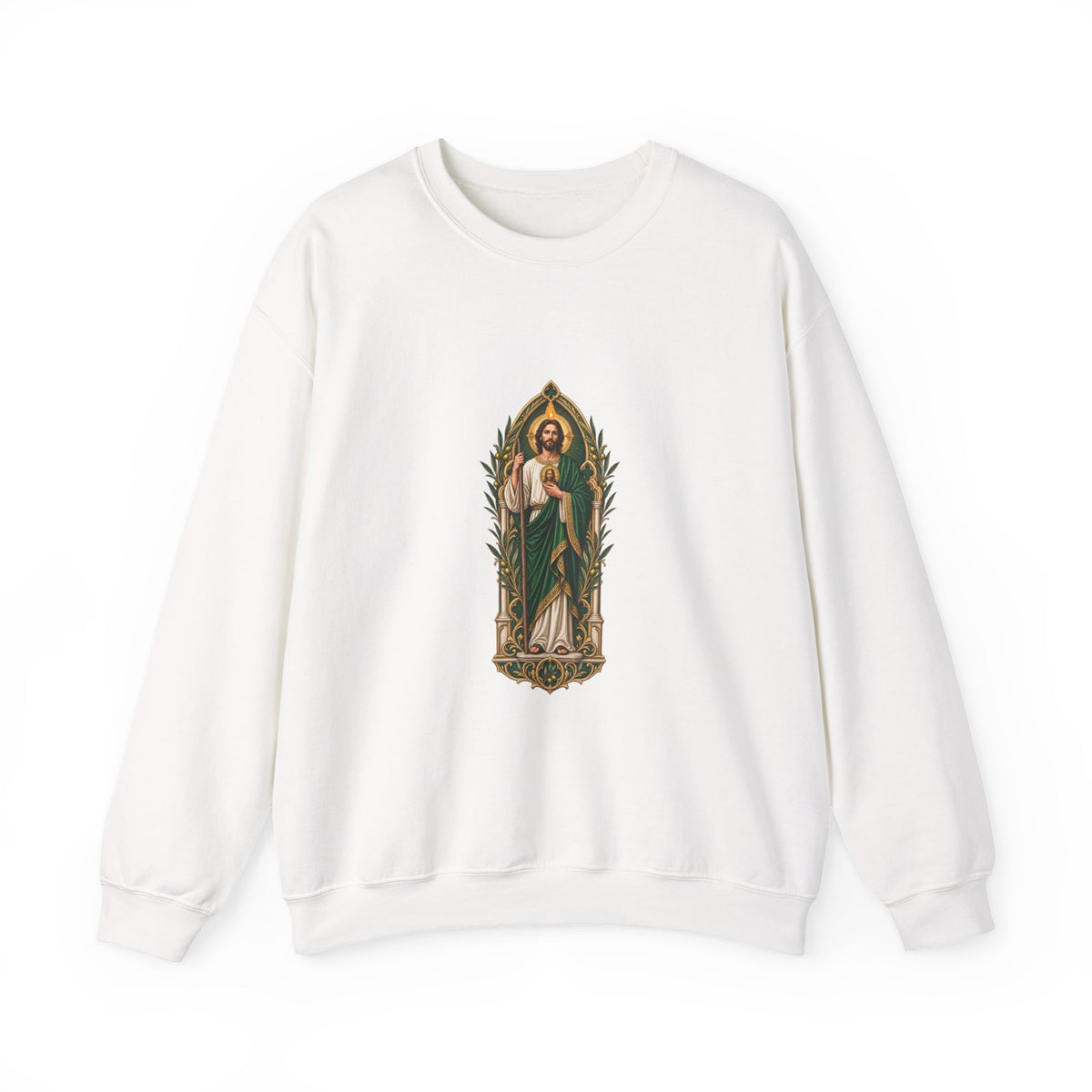 San Judas Tadeo Olive Reliquary Crewneck Sweatshirt