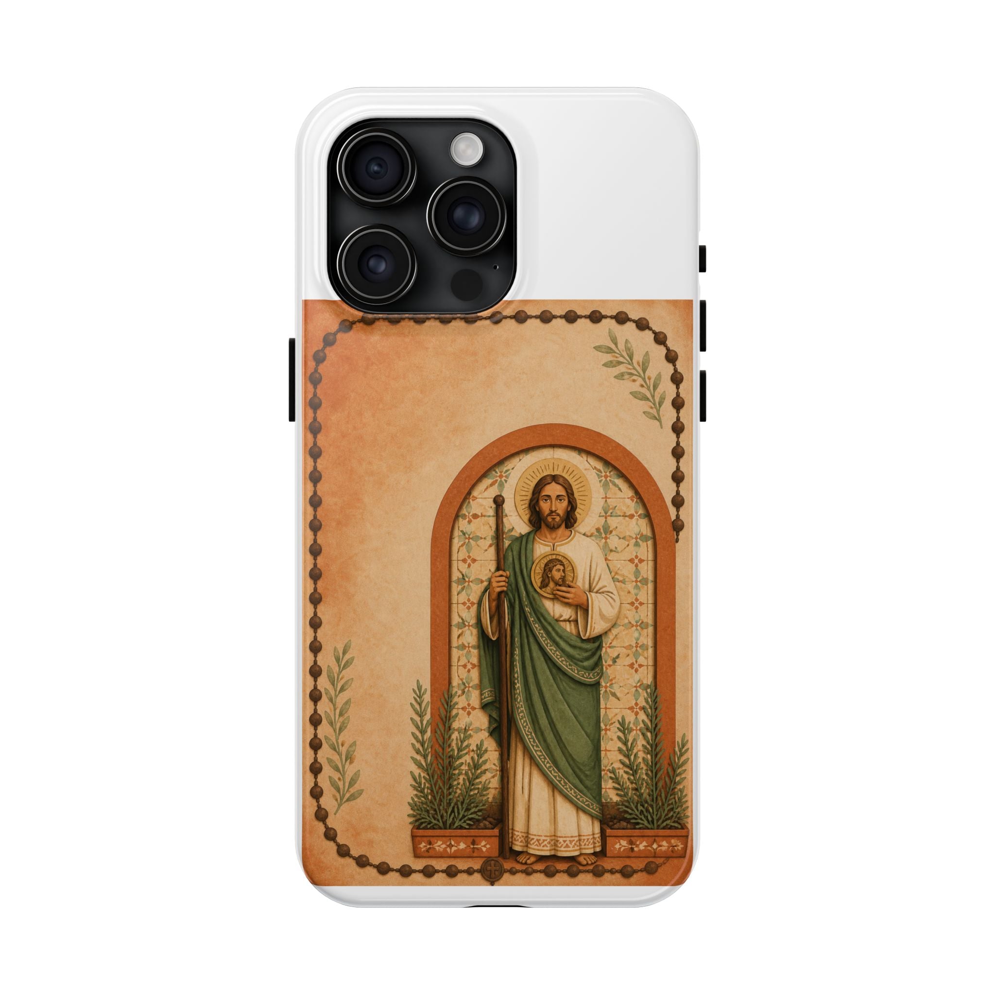 San Judas Tadeo Terracotta Rosary Garden Tough Phone Case product preview, view 4