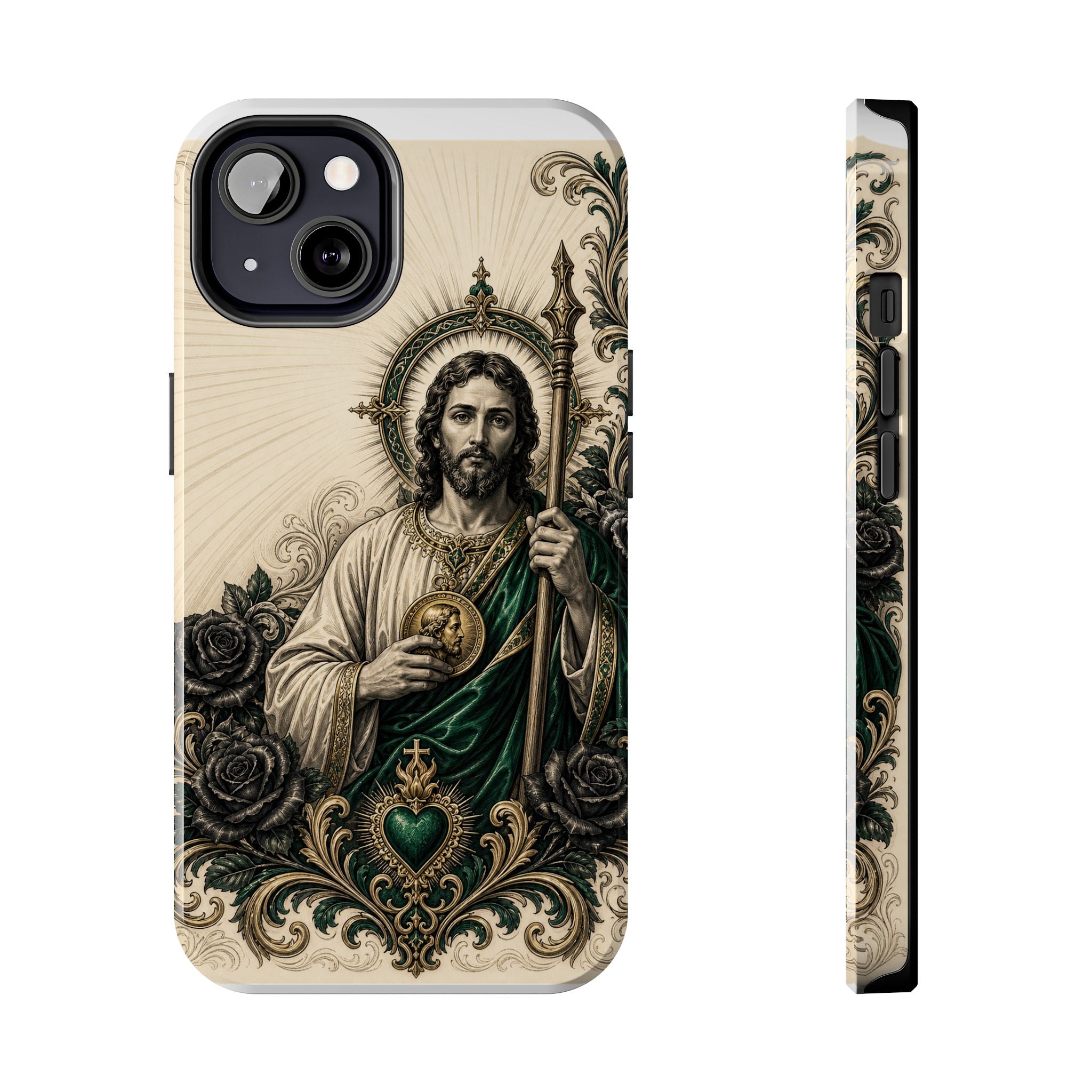 San Judas Tadeo Emerald & Gold Sacred Heart Tough Phone Case