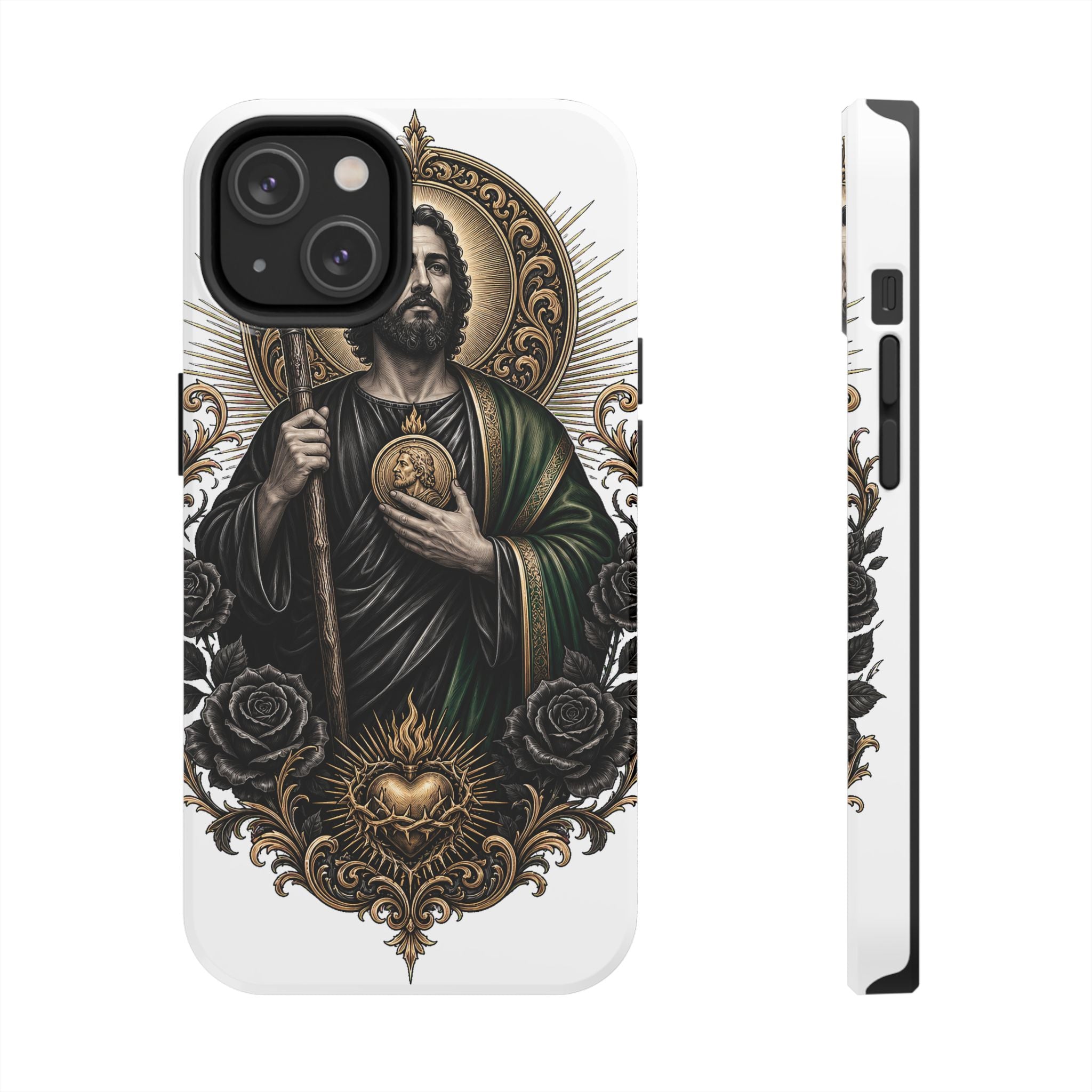 San Judas Tadeo Black & Gold Sacred Heart Tough Phone Case