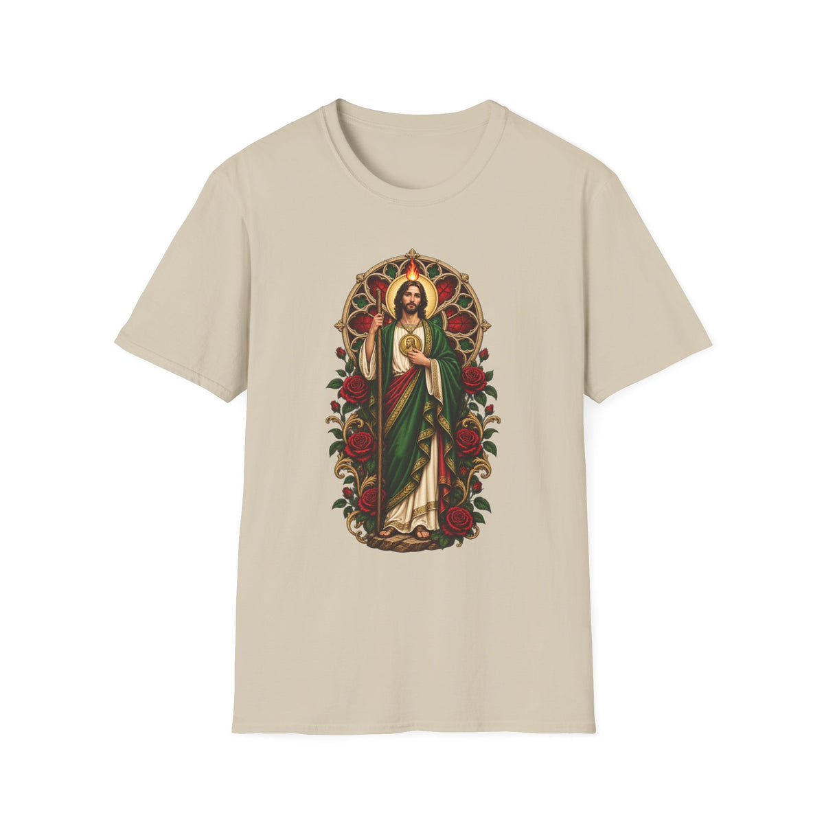 San Judas Tadeo Crimson Rose Window Unisex T-Shirt