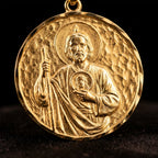 San Judas Gold Medallion - Close Up Detail