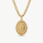 18K Gold Plated San Judas Medallion Necklace - White Background