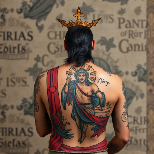 San Judas Tadeo tattoo design with intricate details