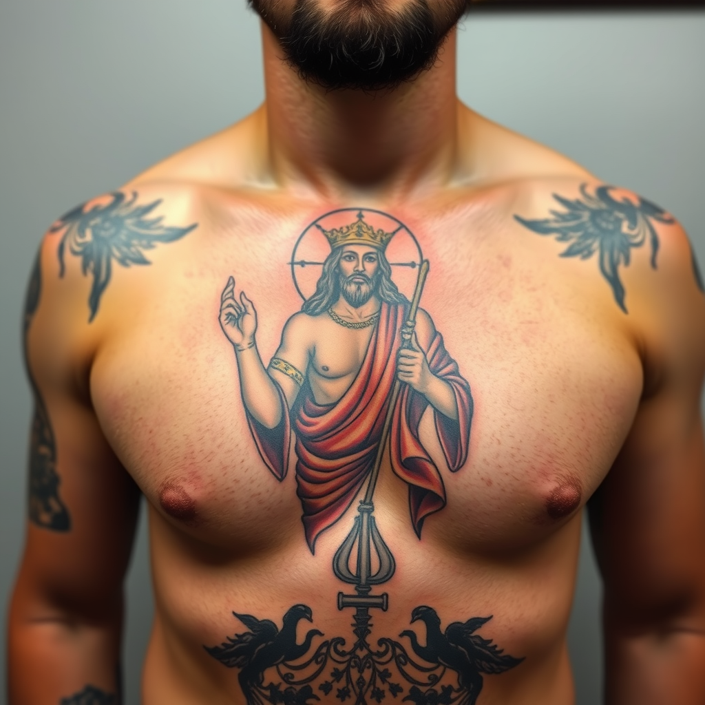 Black and gray Saint Jude tattoo on forearm