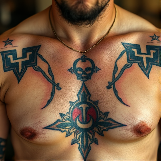 Artist working on a San Judas tattoo