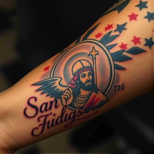Watercolor San Judas Tadeo tattoo design