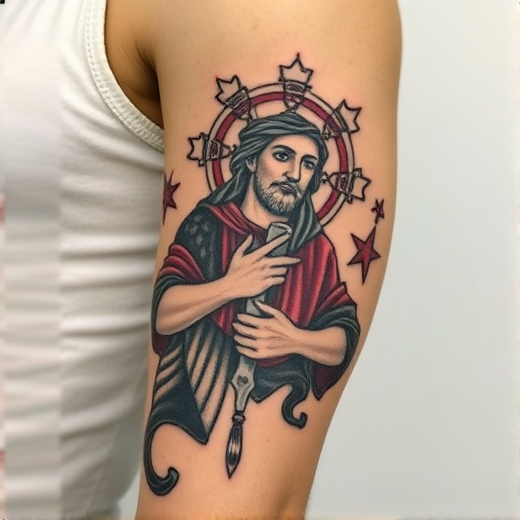 Colorful San Judas Tattoo Sleeve