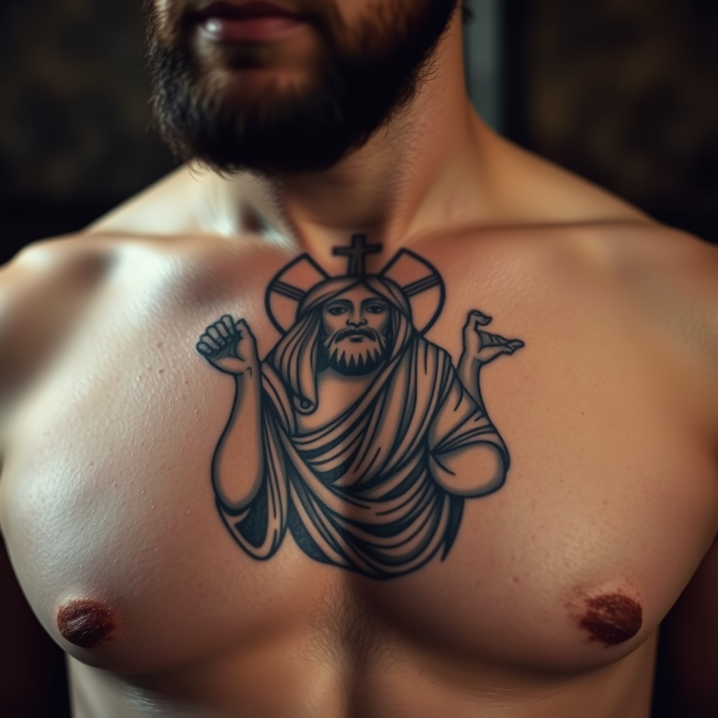 Modern San Judas tattoo design