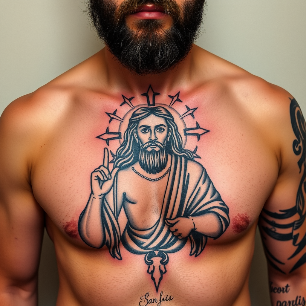 San Judas Tattoo Sleeve Example
