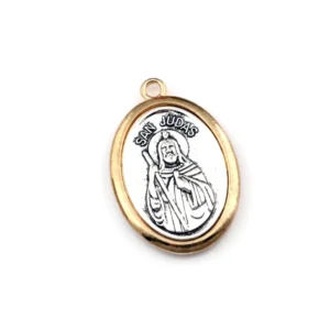 2PCS Two-Tone San Judas Tadeo Charm Pendants for Jewelry Making – 30x44.8mm Catholic Necklace DIY Kit