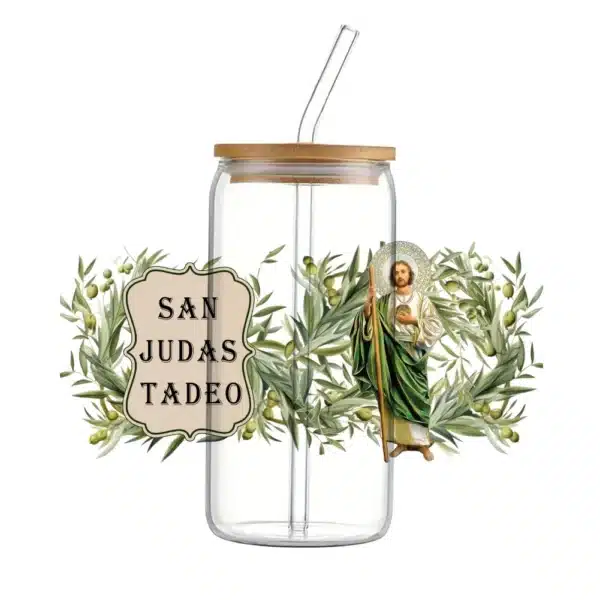 San Judas Tadeo 3D Cup Wrap – Waterproof Catholic Tumbler Sticker | UV DTF Decal for 20oz/30oz Mugs, Dishwasher Safe Faith Drinkware - Image 2