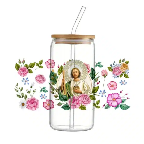 San Judas Tadeo 3D Cup Wrap – Waterproof Catholic Tumbler Sticker | UV DTF Decal for 20oz/30oz Mugs, Dishwasher Safe Faith Drinkware - Image 6
